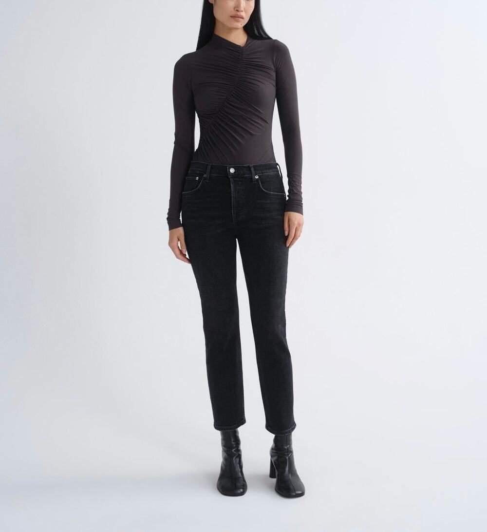 AGOLDE Riley Crop High Rise Straight Jeans Black Size 26